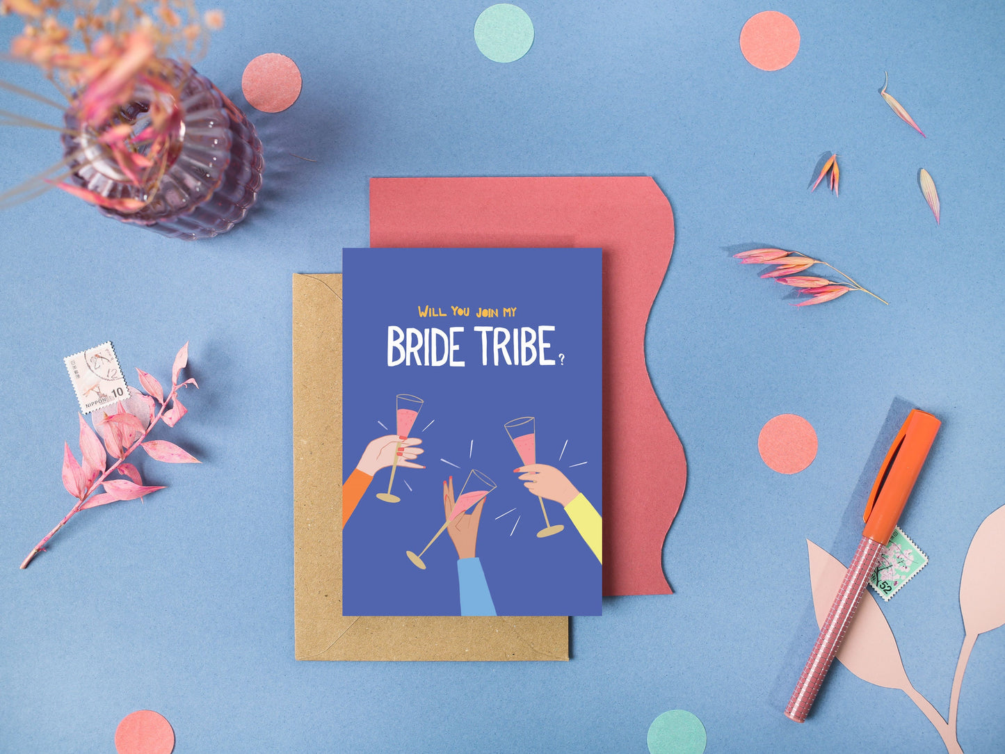 will you join my bride tribe hen party greeting card wedding besti A6 made in uk recyclable Keechi & co.