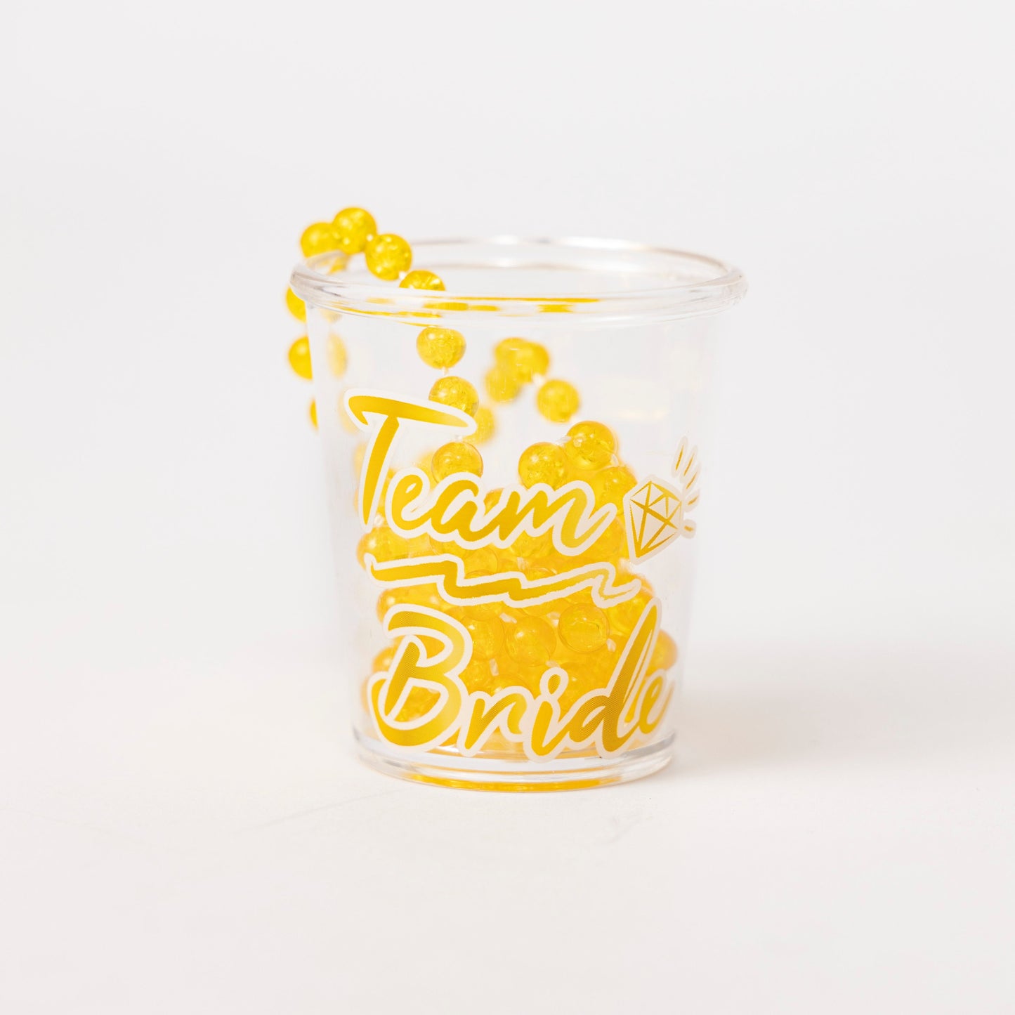 Team bride Yellow Hen Night Party bride to be Shot Glass Glasses & Necklace