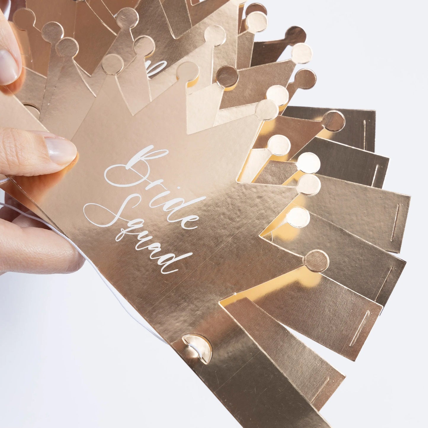 Bride Squad Hen Night Party Paper Crown Bridal Party Shower Do Bride to be Pack 8 x Gold with white Writing Keechi & co.