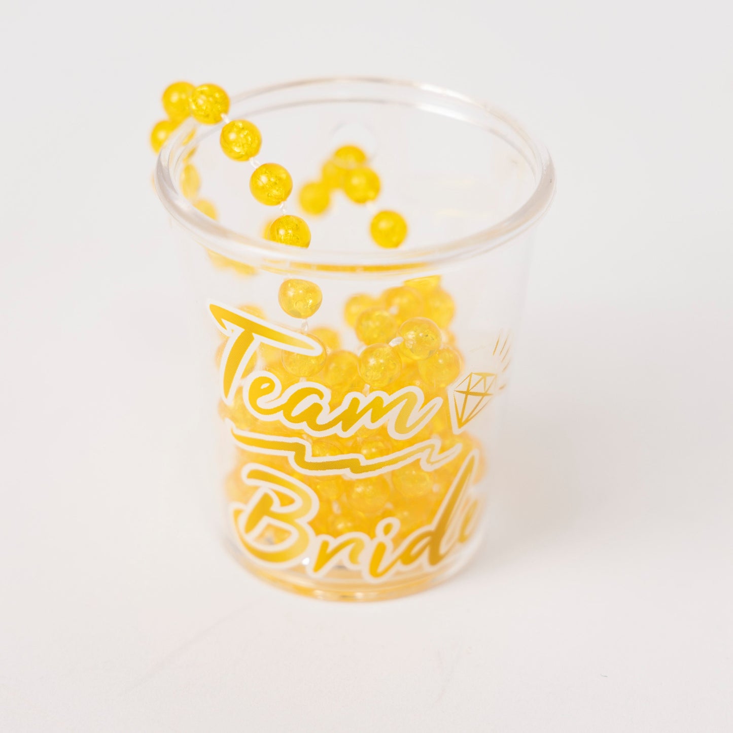 Team bride Yellow Hen Night Party bride to be Shot Glass Glasses & Necklace