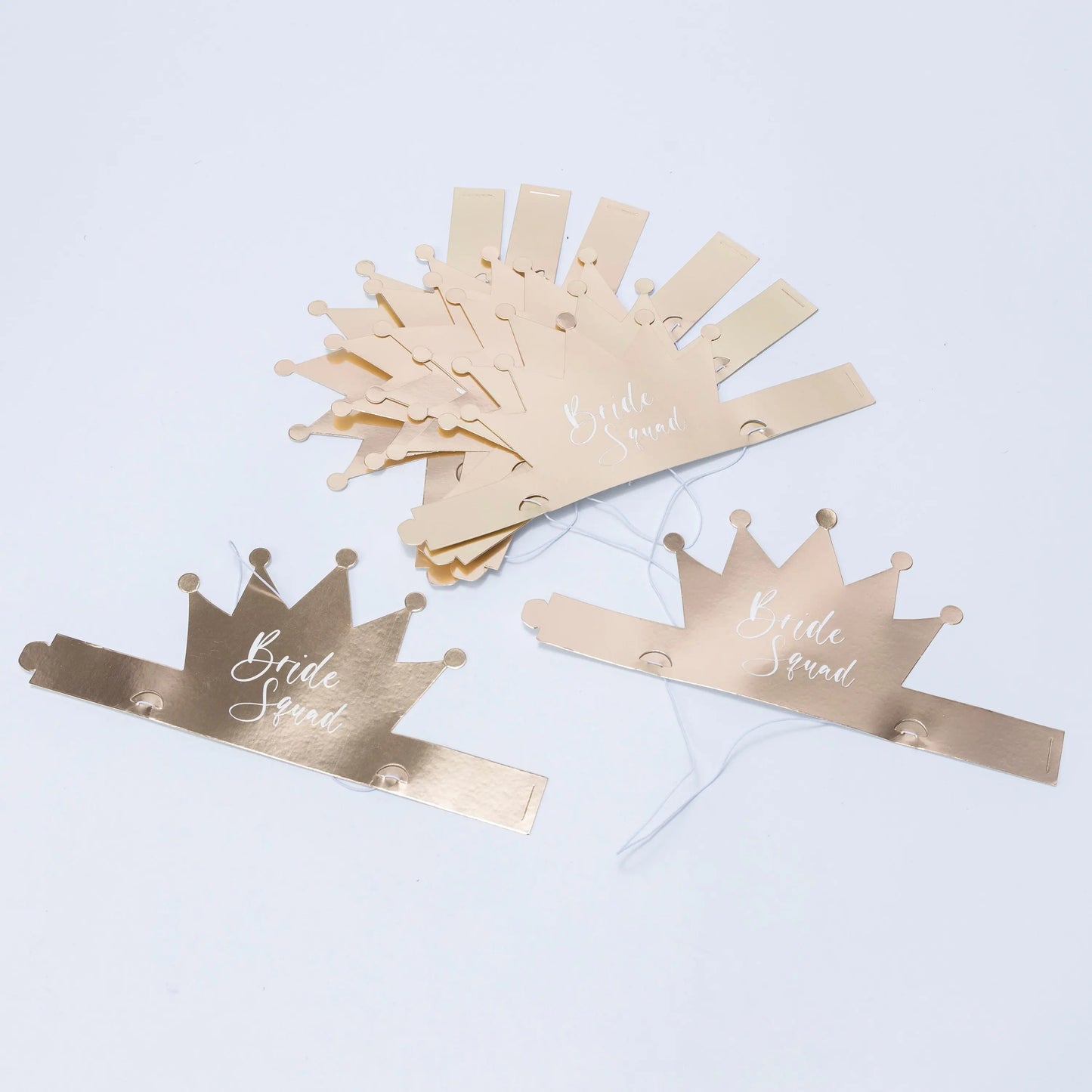 Bride Squad Hen Night Party Paper Crown Bridal Party Shower Do Bride to be Pack 8 x Gold with white Writing Keechi & co.