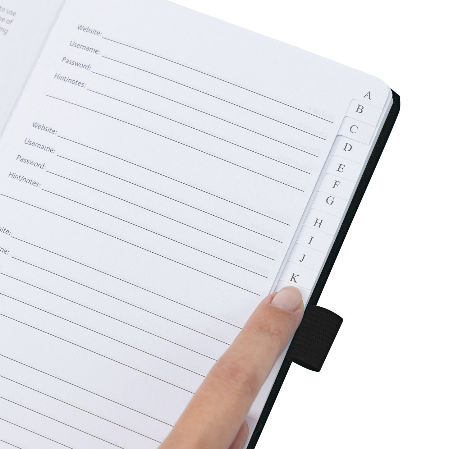 Password Username Book A-Z Index Tabs Hard Back Contact Book With Pen Black