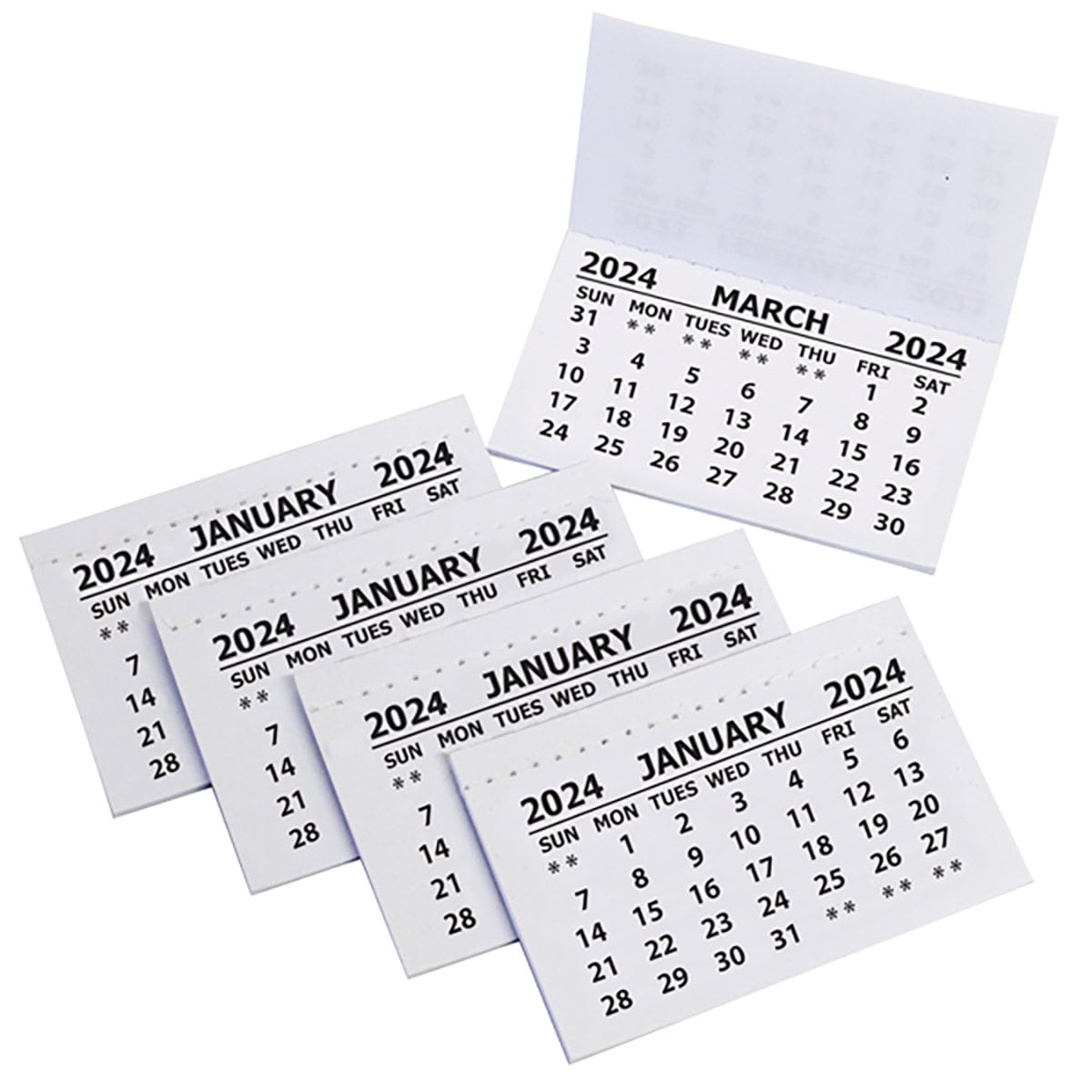 50 X 2024 Calendar Tabs Insert White Mini Calendar Tear Off Pads Month To View Keechi & co.