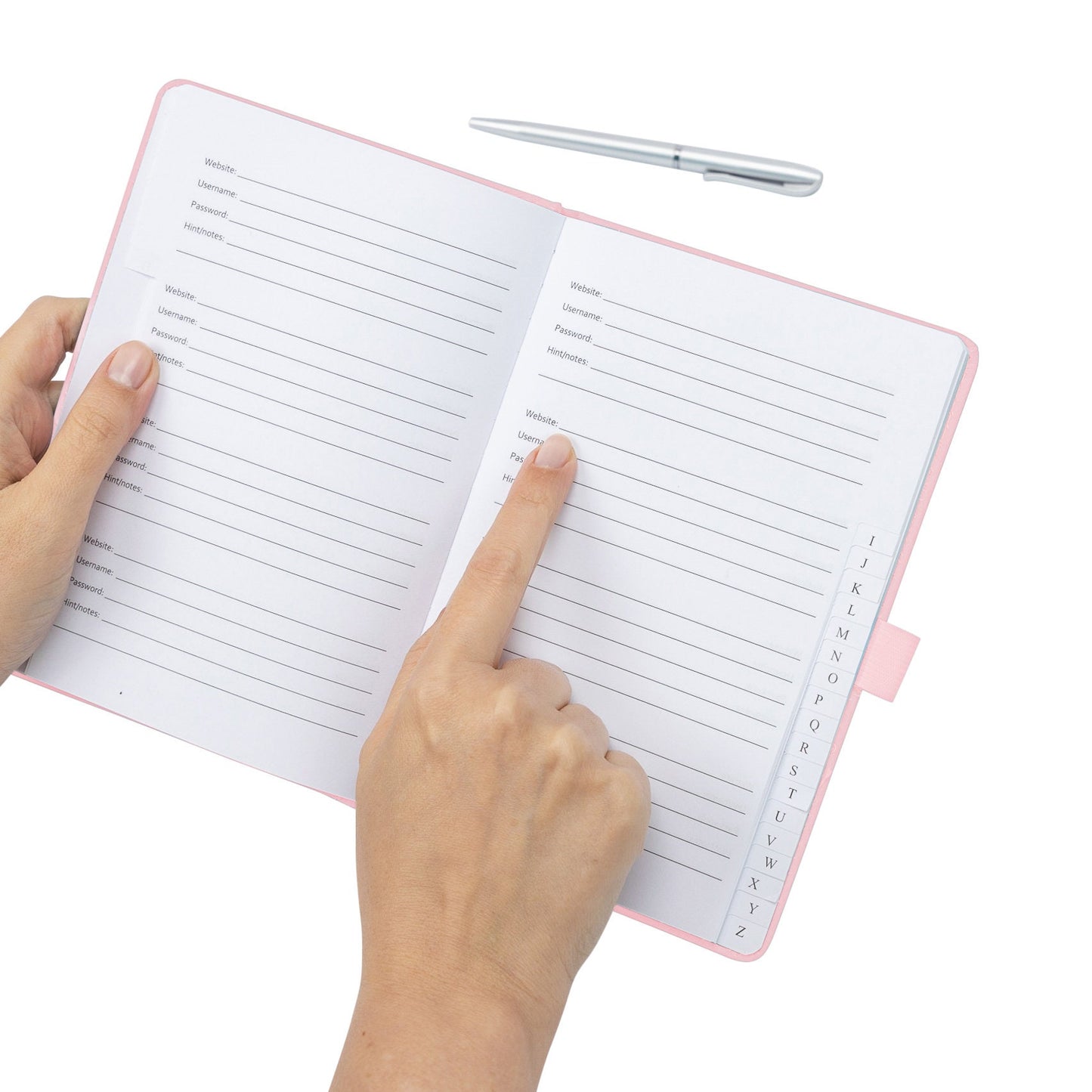 Password Username Book A-Z Index Hard Back A5 Contact Book pink With Pen