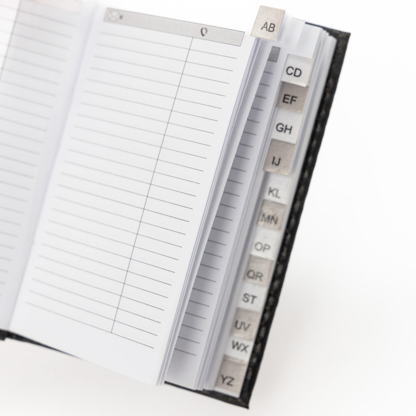 Index Address Book Leather Look Cover Executive Padded Small Sizes Notebook A-Z (Black)