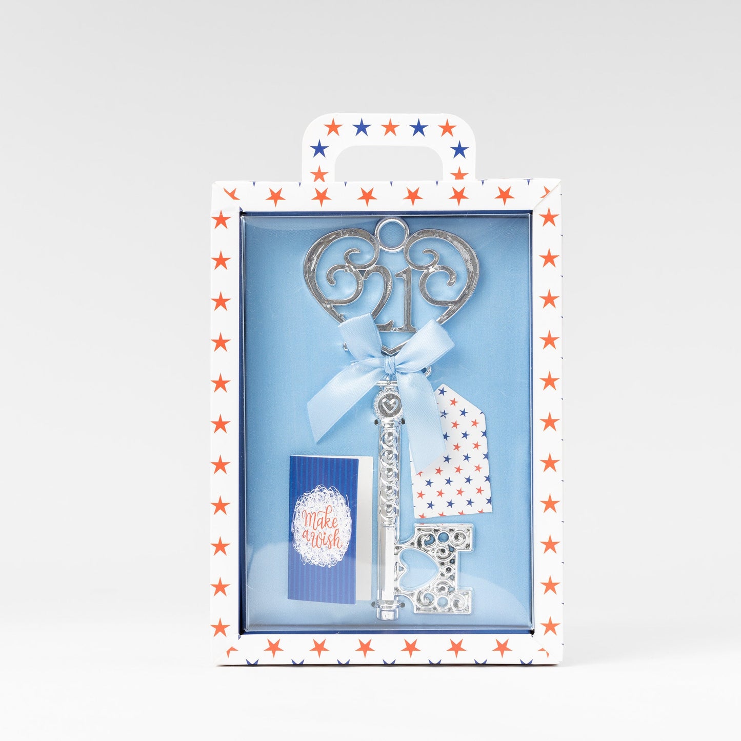 Gift Boxed Silver 18th or 21st Birthday Key Keepsake Blue Pink Lilac Red