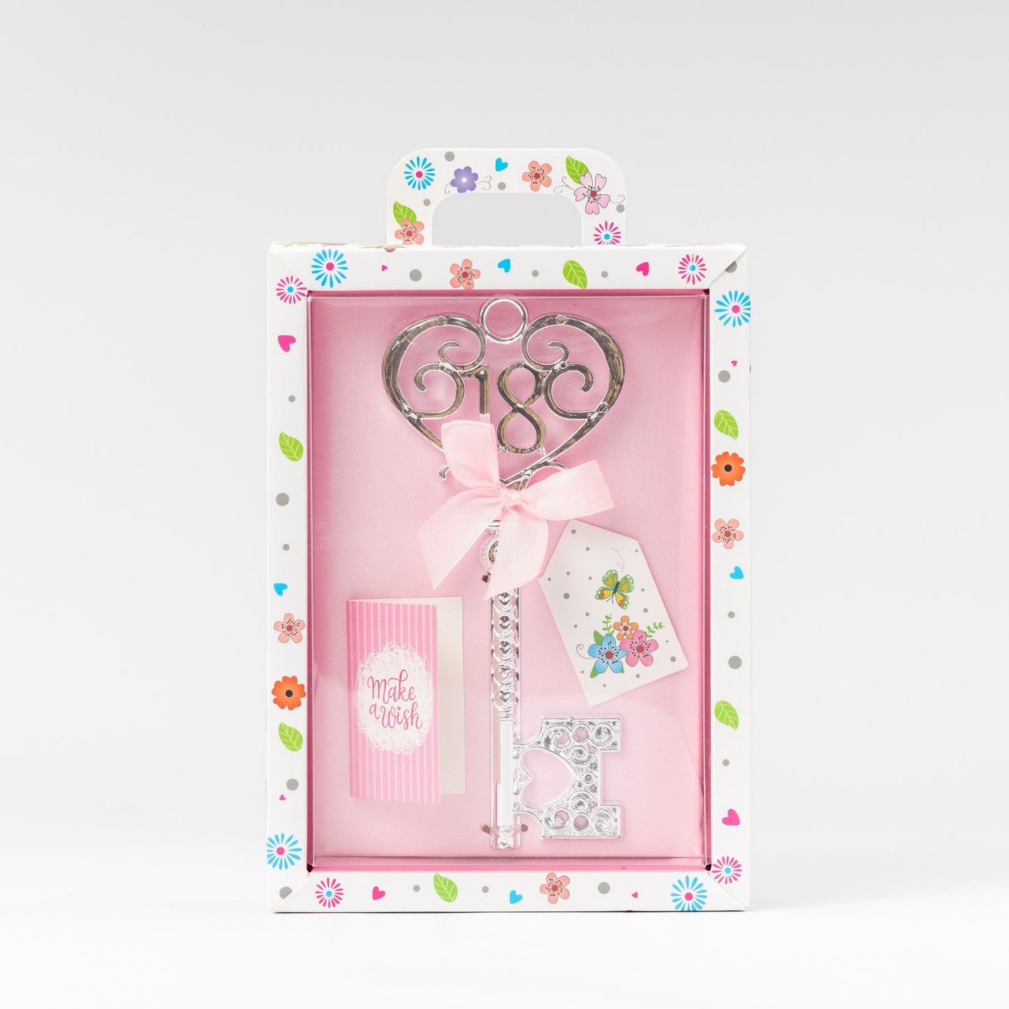 Gift Boxed Silver 18th or 21st Birthday Key Keepsake Blue Pink Lilac Red