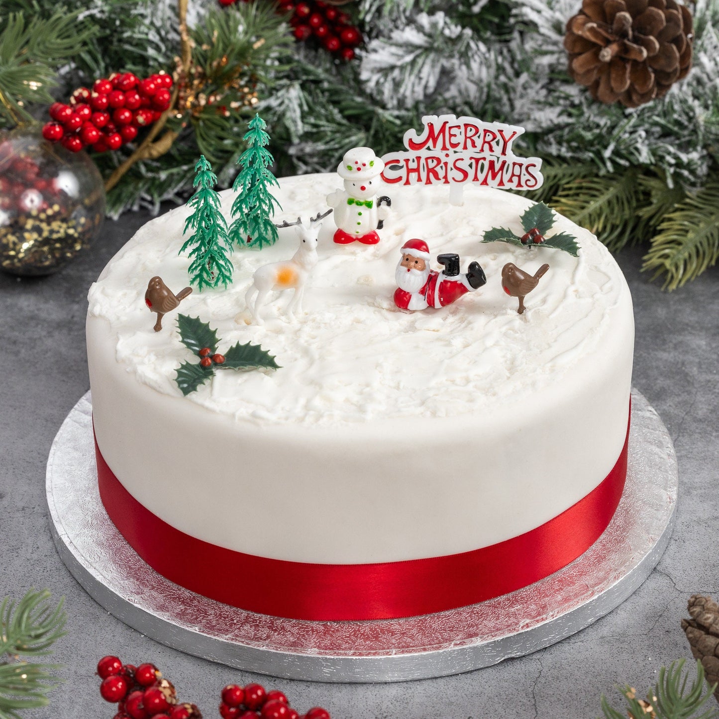 Merry Christmas Cake topper Decorations yule log cupcake topper 10 piece SET