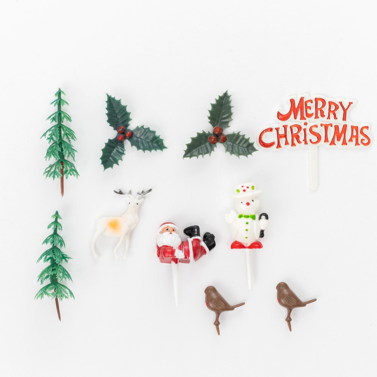 Merry Christmas Cake topper Decorations yule log cupcake topper 10 piece SET