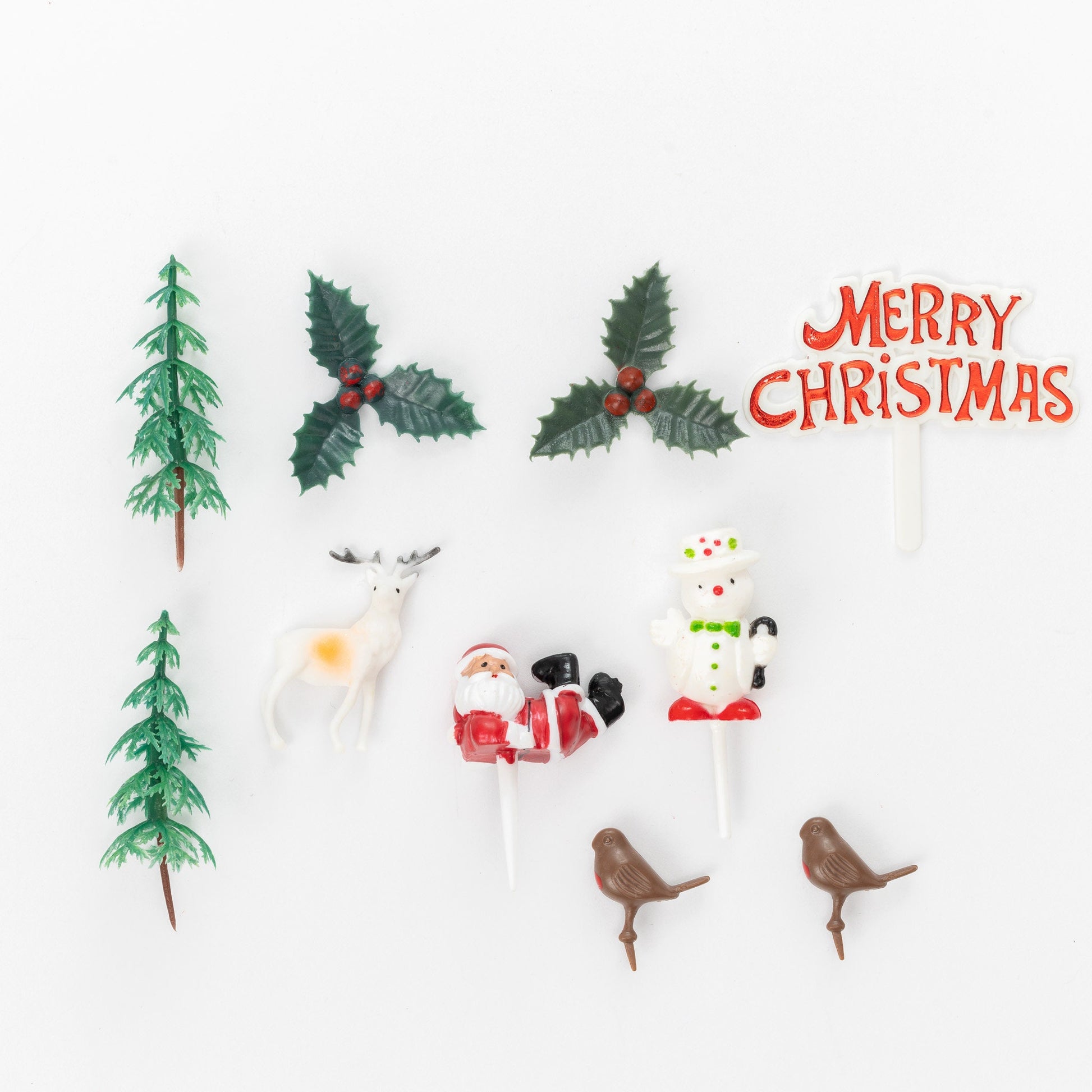 Merry Christmas Cake topper Decorations yule log cupcake topper 10 piece SET Etsy