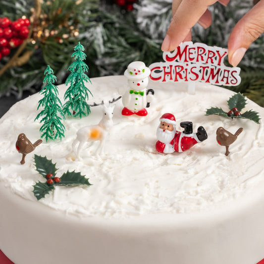 Merry Christmas Cake topper Decorations yule log cupcake topper 10 piece SET Etsy