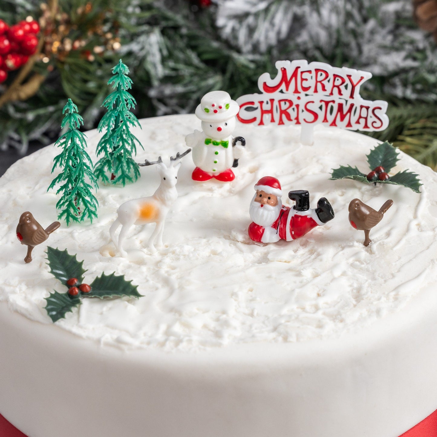 Merry Christmas Cake topper Decorations yule log cupcake topper 10 piece SET