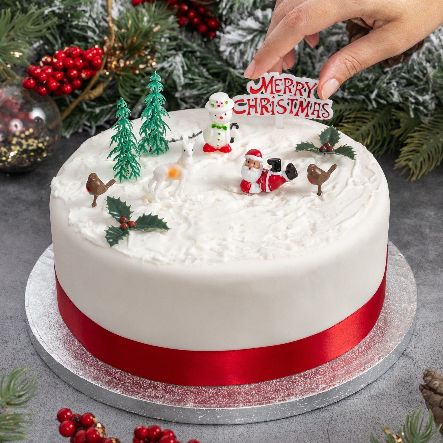 Merry Christmas Cake topper Decorations yule log cupcake topper 10 piece SET