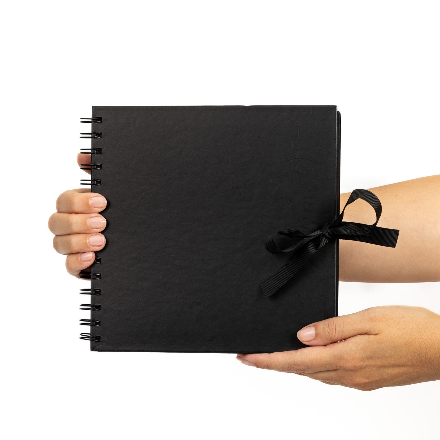 Kraft Paper Scrapbook Album: 8 inch Square Spiral Bound with Ribbon