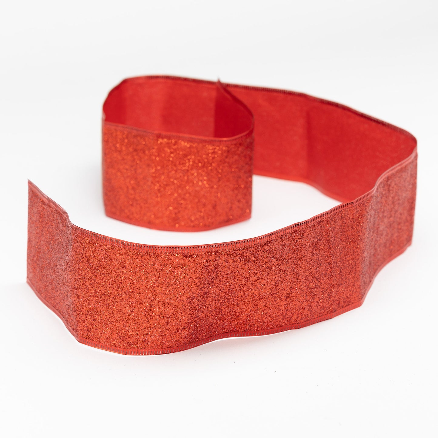 Christmas Cake Ribbon Frills Decoration Wired Band Traditional 1 Yard Lengths red glitter