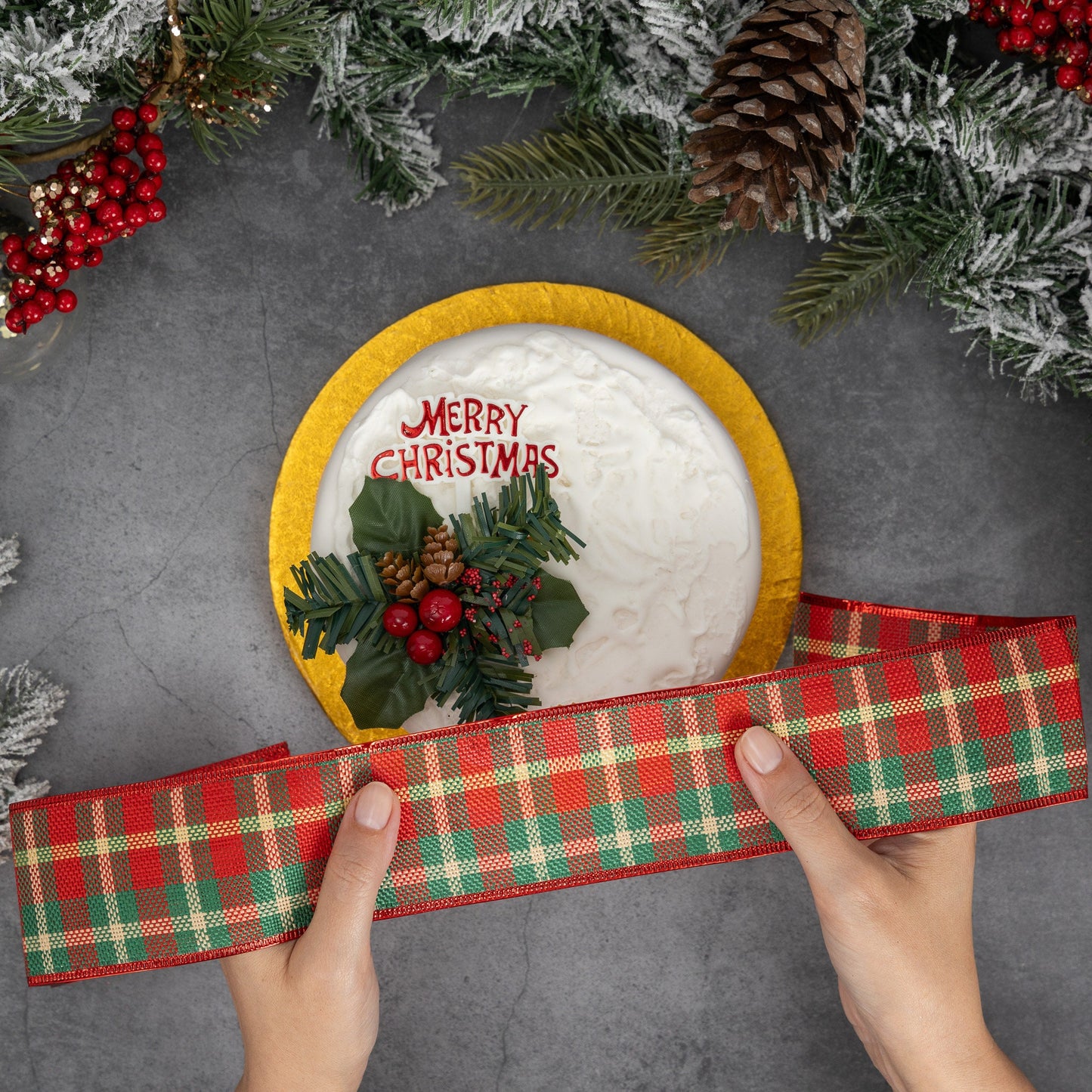 Christmas Cake Ribbon Frills Decoration Wired Band Traditional 1 Yard Lengths