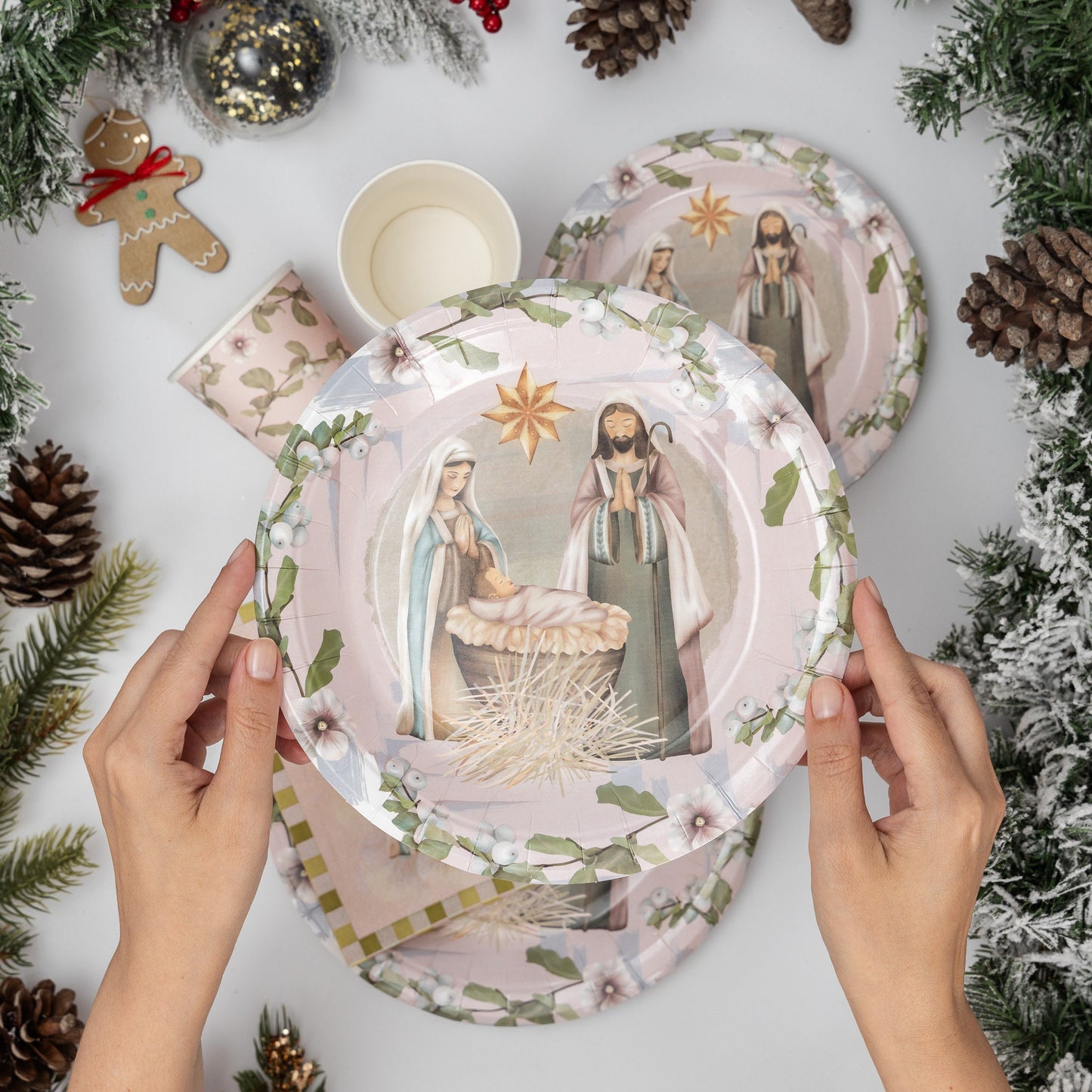 Christmas Religious Nativity Scene Partyware set Plates Cups Napkins Party Items