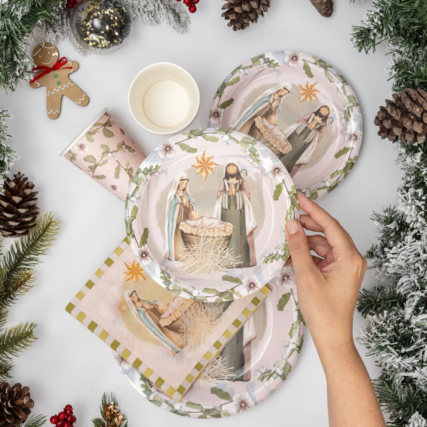 Christmas Religious Nativity Scene Partyware set Plates Cups Napkins Party Items
