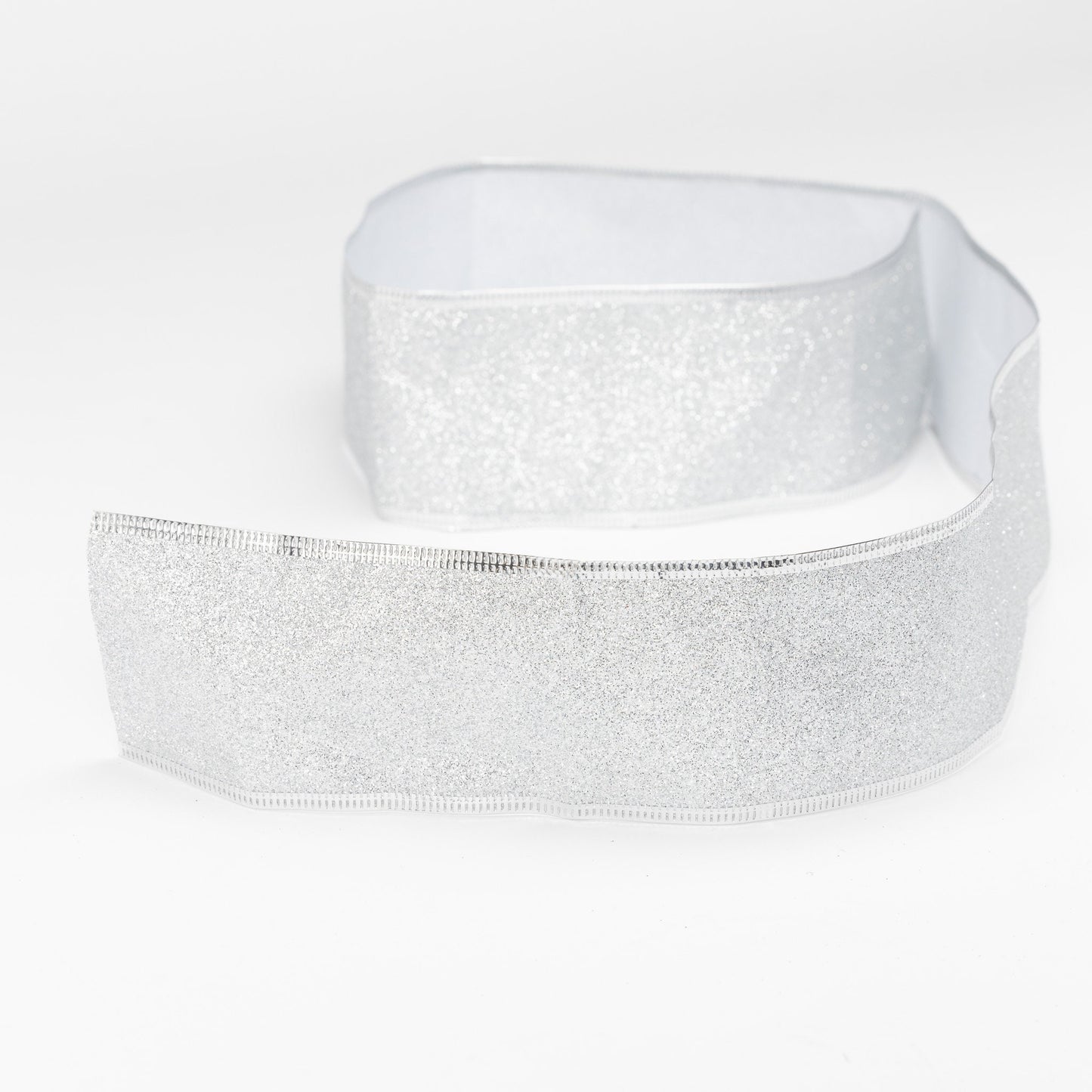 Christmas Cake Ribbon Frills Decoration Wired Band Traditional 1 Yard Lengths Silver glitter
