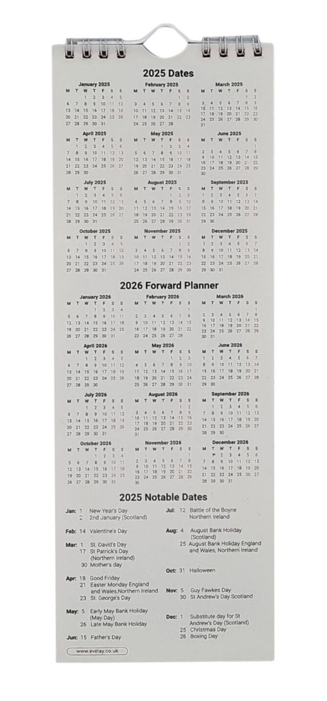 2025 Slim Month To View Spiral Bound Wall Office Planner Organiser Calendar Etsy