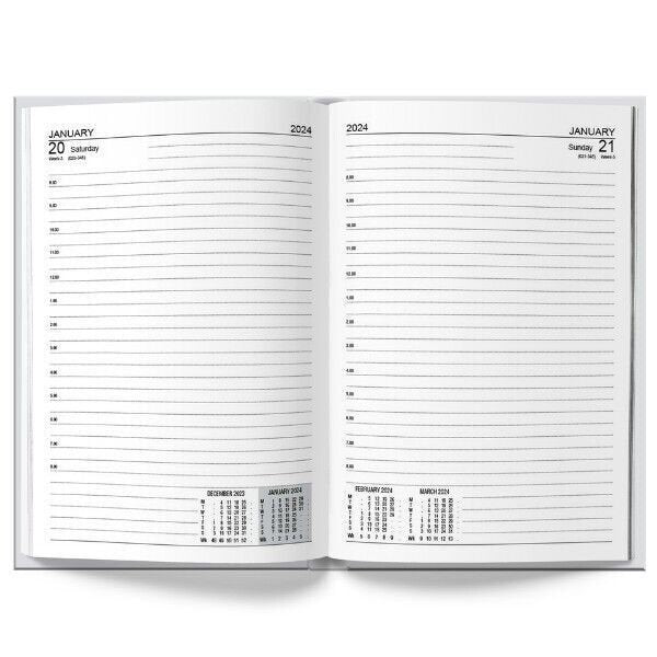 2024 A4 Page A Day for EVERY Day Diary Full Year Planner Organiser With Times