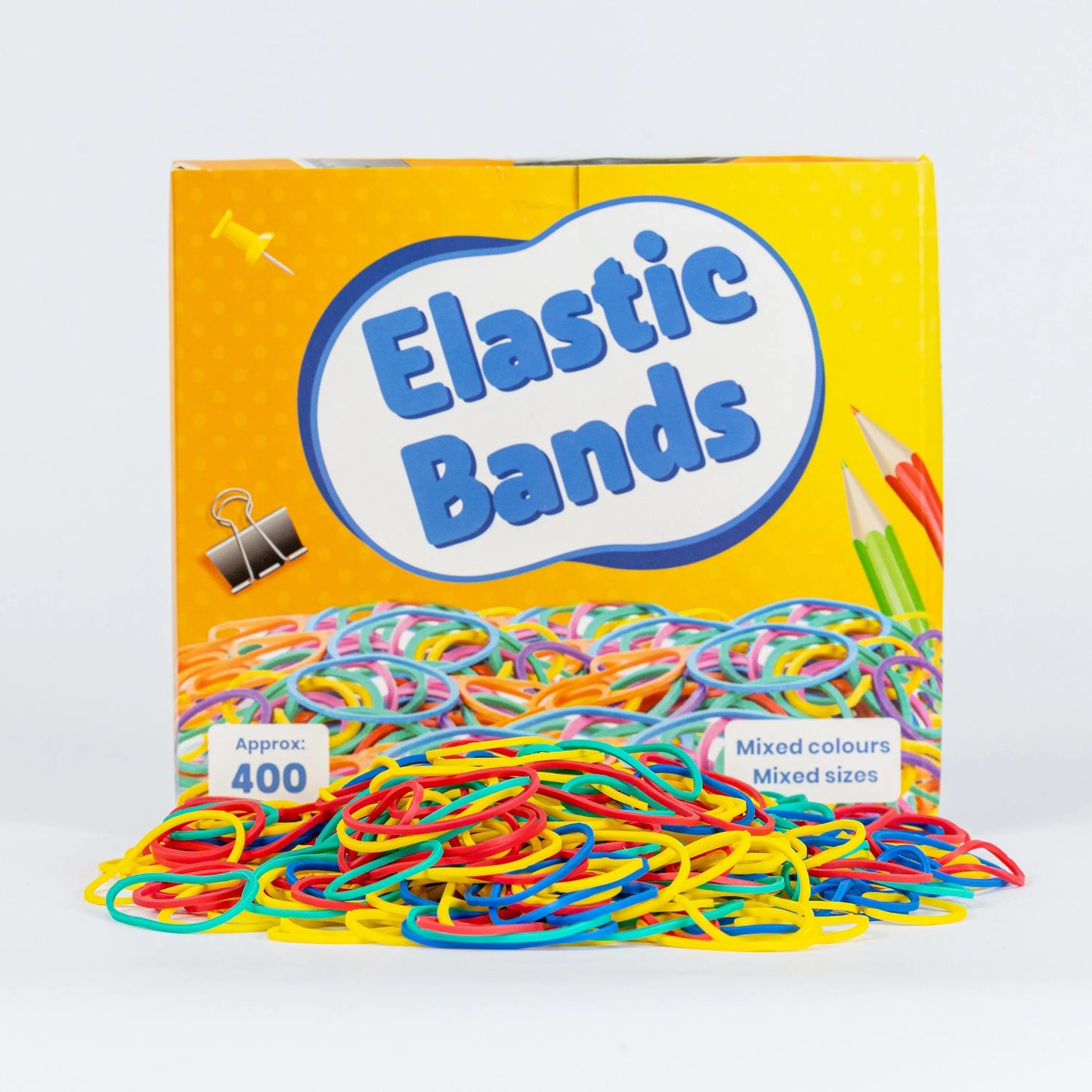 400 Pack Strong Elastic Rubber Bands Mixed Colours Sizes Home School Office Keechi & co.