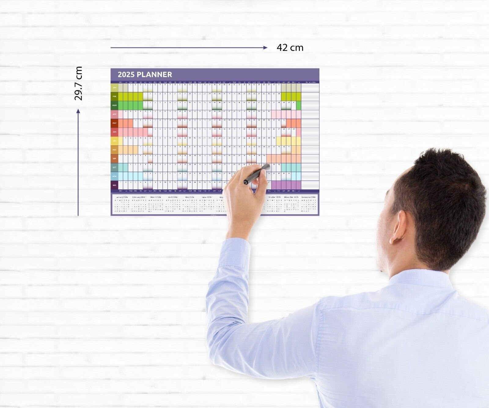 2025 A1 A2 A3 Full Year Wall Planner Calendar Home Office Work Colourful Etsy