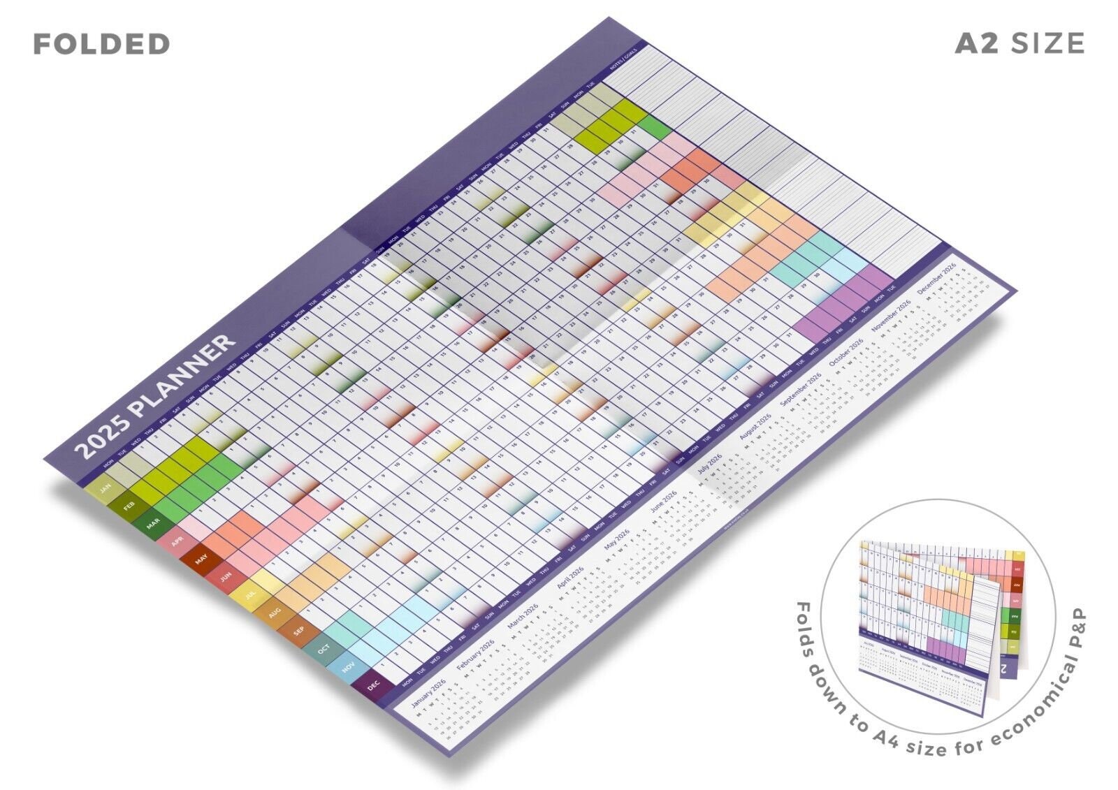 2025 A1 A2 A3 Full Year Wall Planner Calendar Home Office Work Colourful Etsy