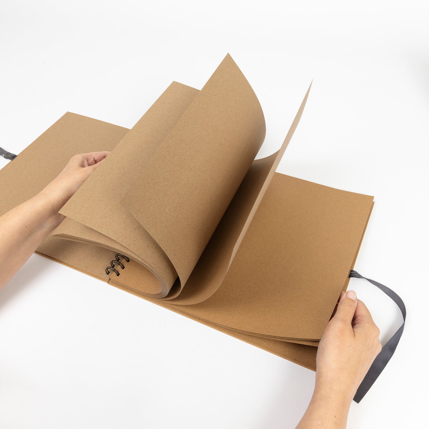 Kraft Paper Scrapbook Album: 12" Square, Spiral Bound with Ribbon
