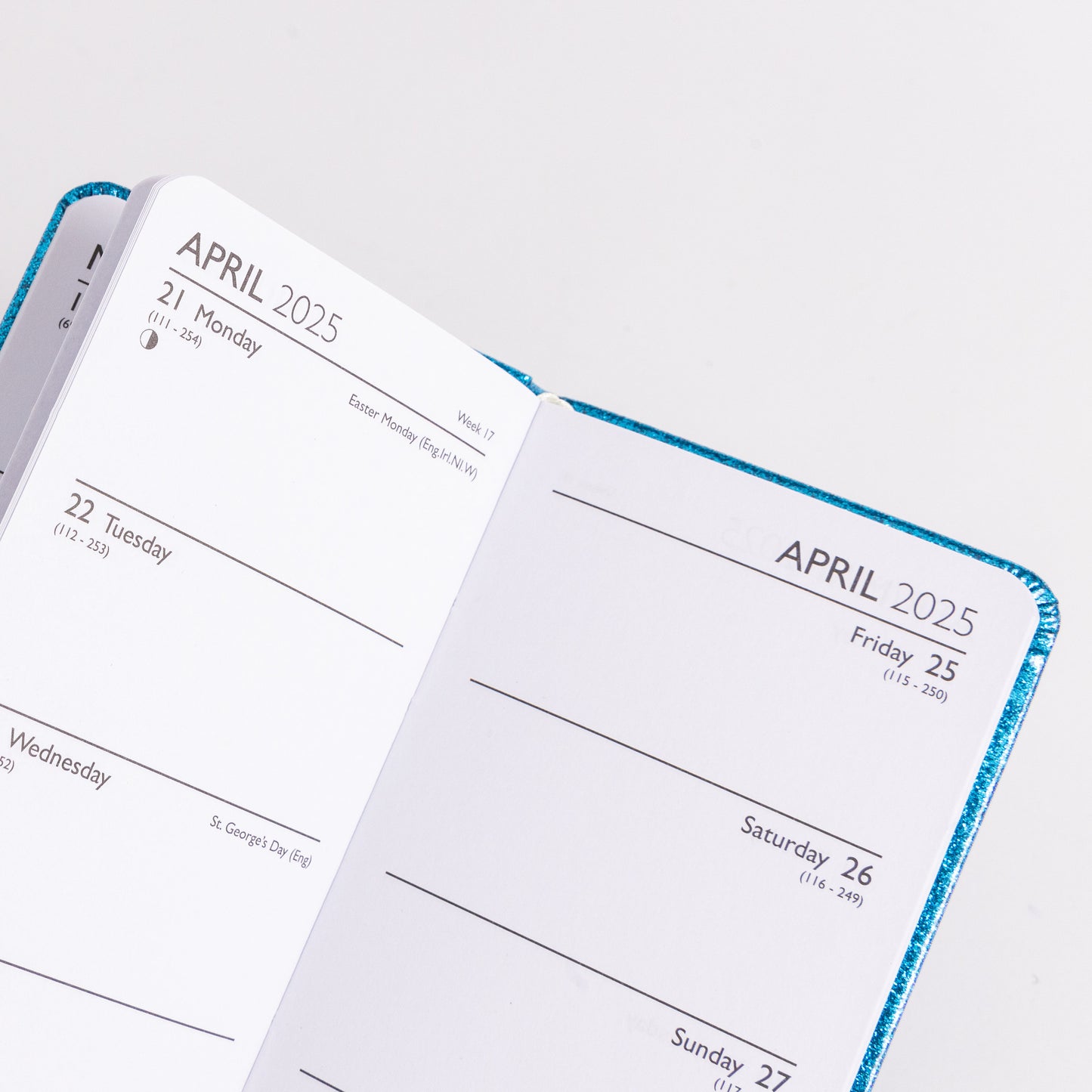 2025 Diary Slim Glitter Week to View Diaries Full Year Journal Calendar Planner Keechi & co.