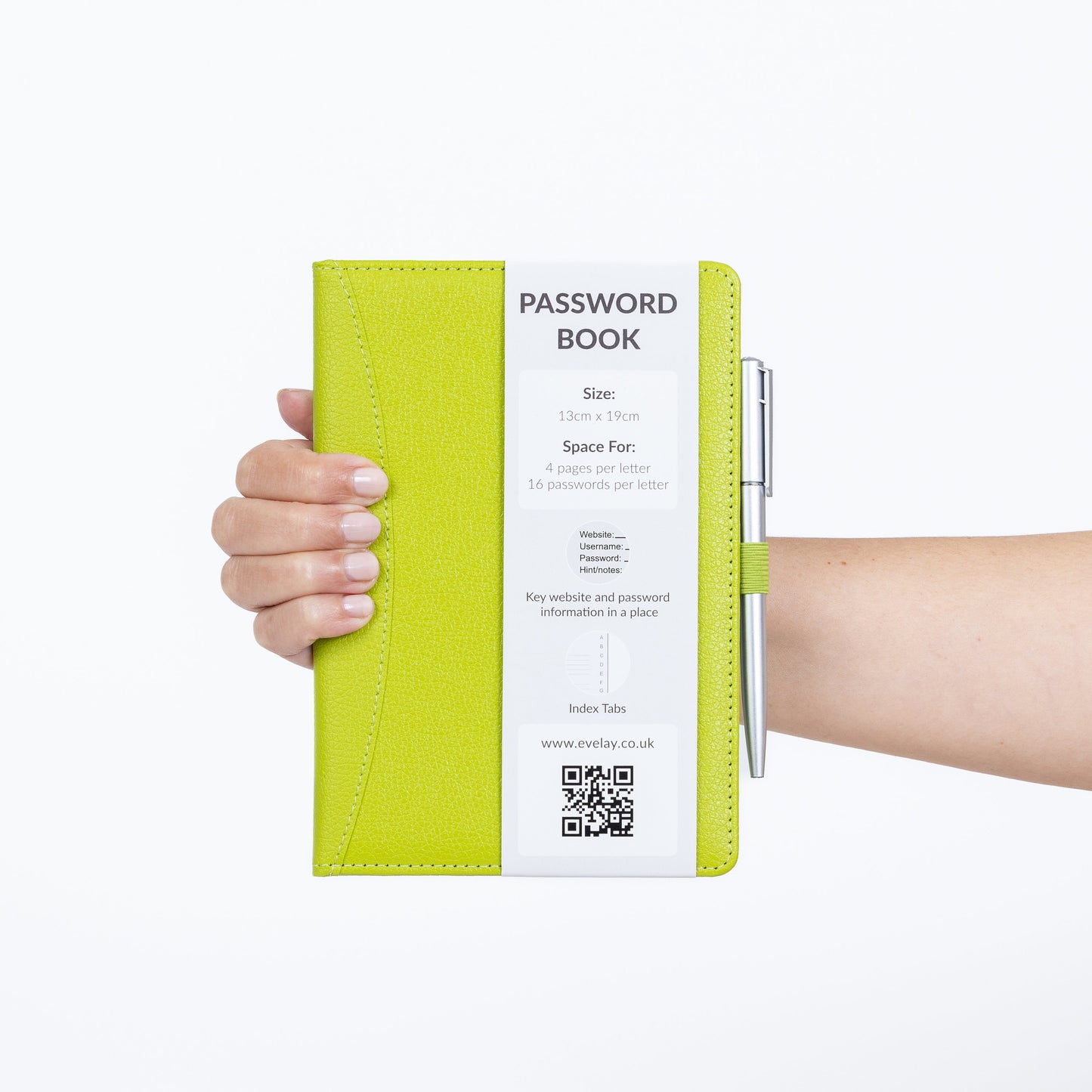 Password Username Book A-Z Index Hard Back A5 Contact Book lime bottle green grey brown With Pen Keechi & co.
