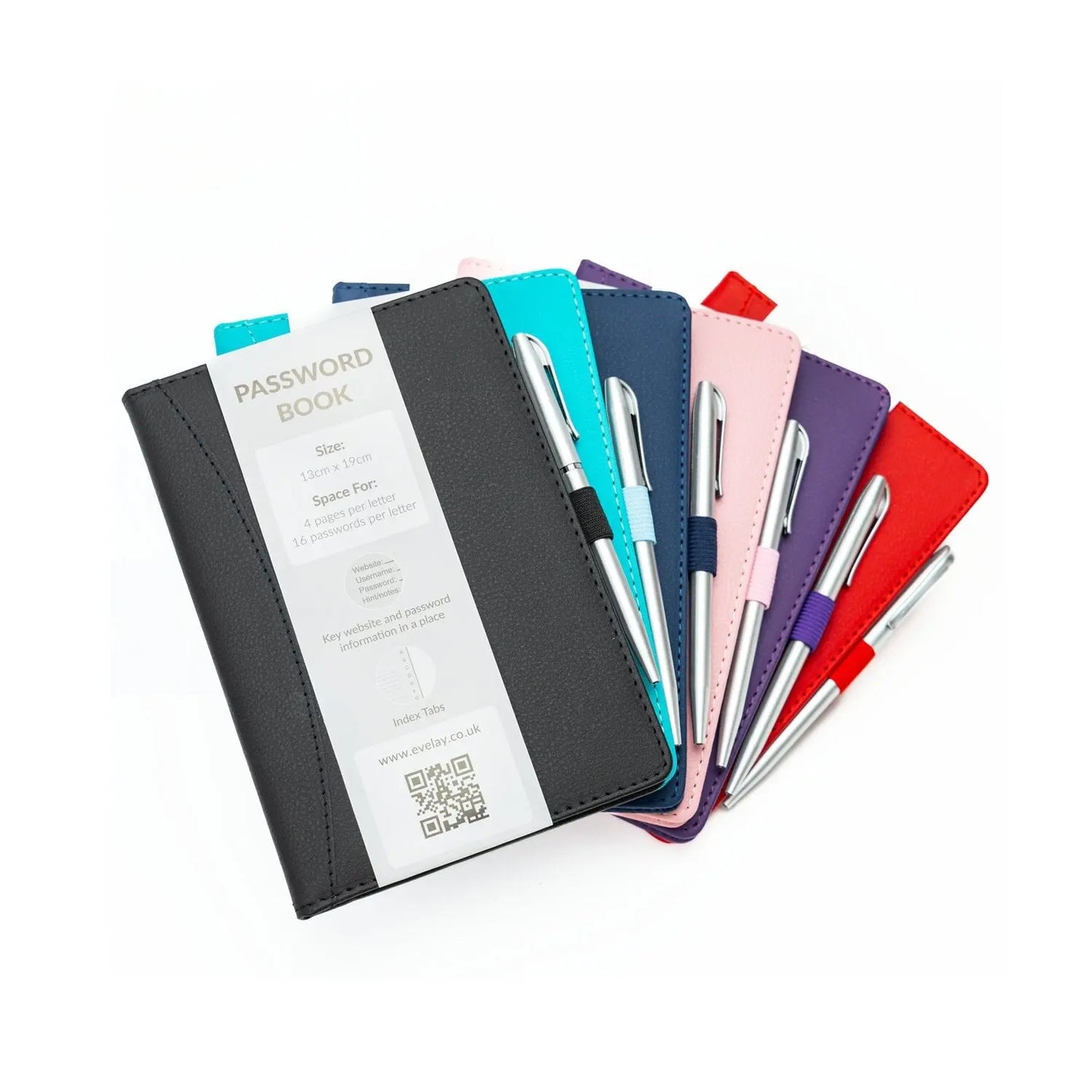 Password Username Book A-Z Index Hard Back A5 Contact Book red navy Turquoise purple red black With Pen Keechi & co.