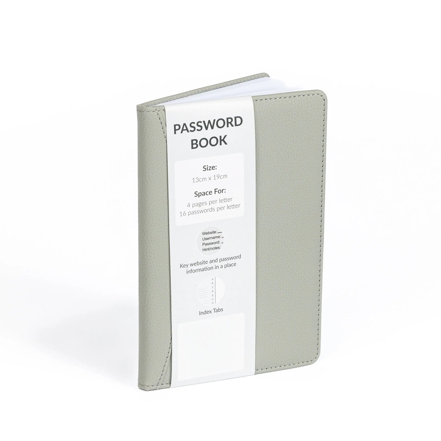 Password Username Book A-Z Index Hard Back A5 Contact Book grey With Pen Keechi & co.
