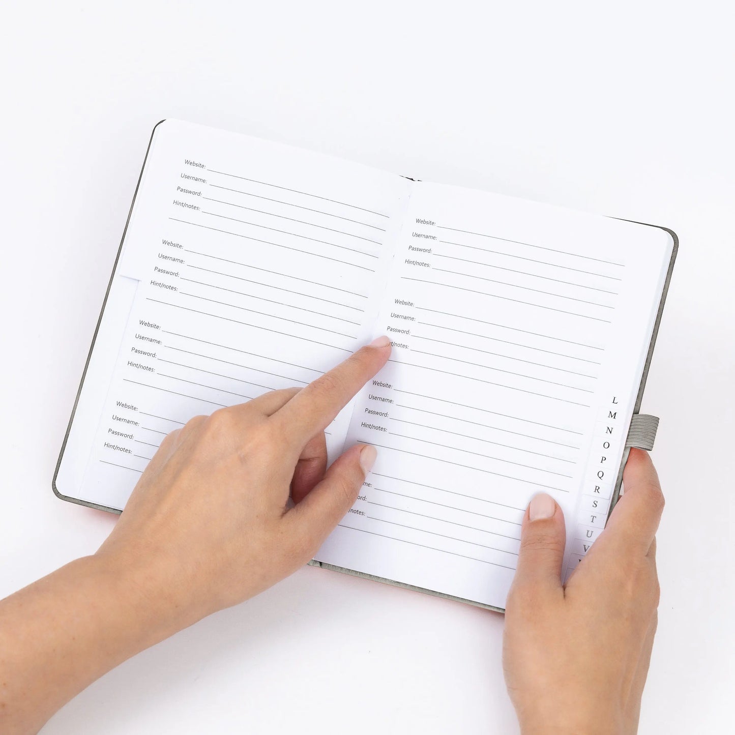 Password Username Book A-Z Index Hard Back A5 Contact Book grey With Pen Keechi & co.