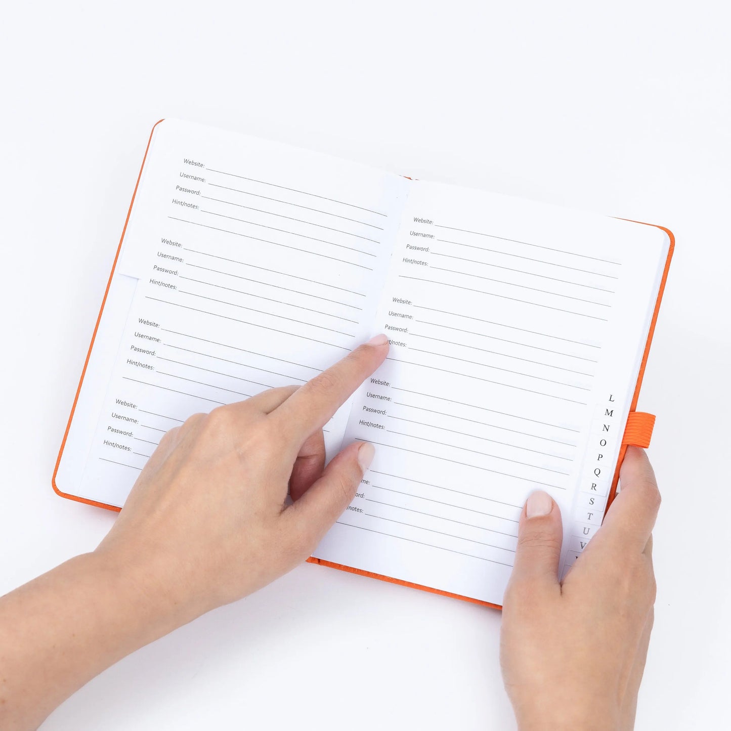 Password Username Book A-Z Index Hard Back A5 Contact Book Orange With Pen Keechi & co.