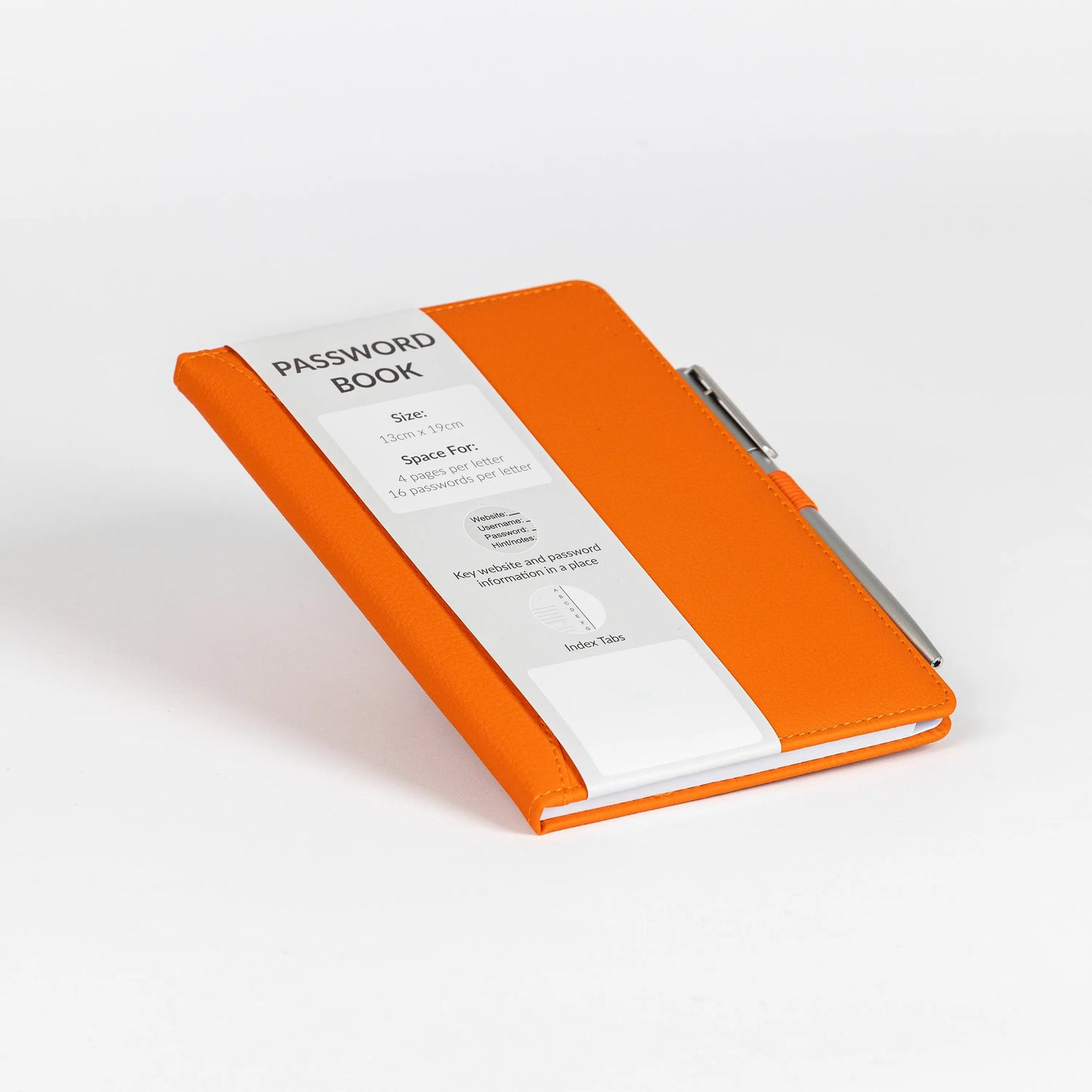 Password Username Book A-Z Index Hard Back A5 Contact Book Orange With Pen Keechi & co.