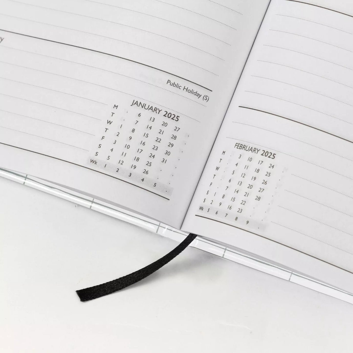 2025 Diary A5 Week to view Diary Office Full Year Planner Hardback Black Keechi & co.