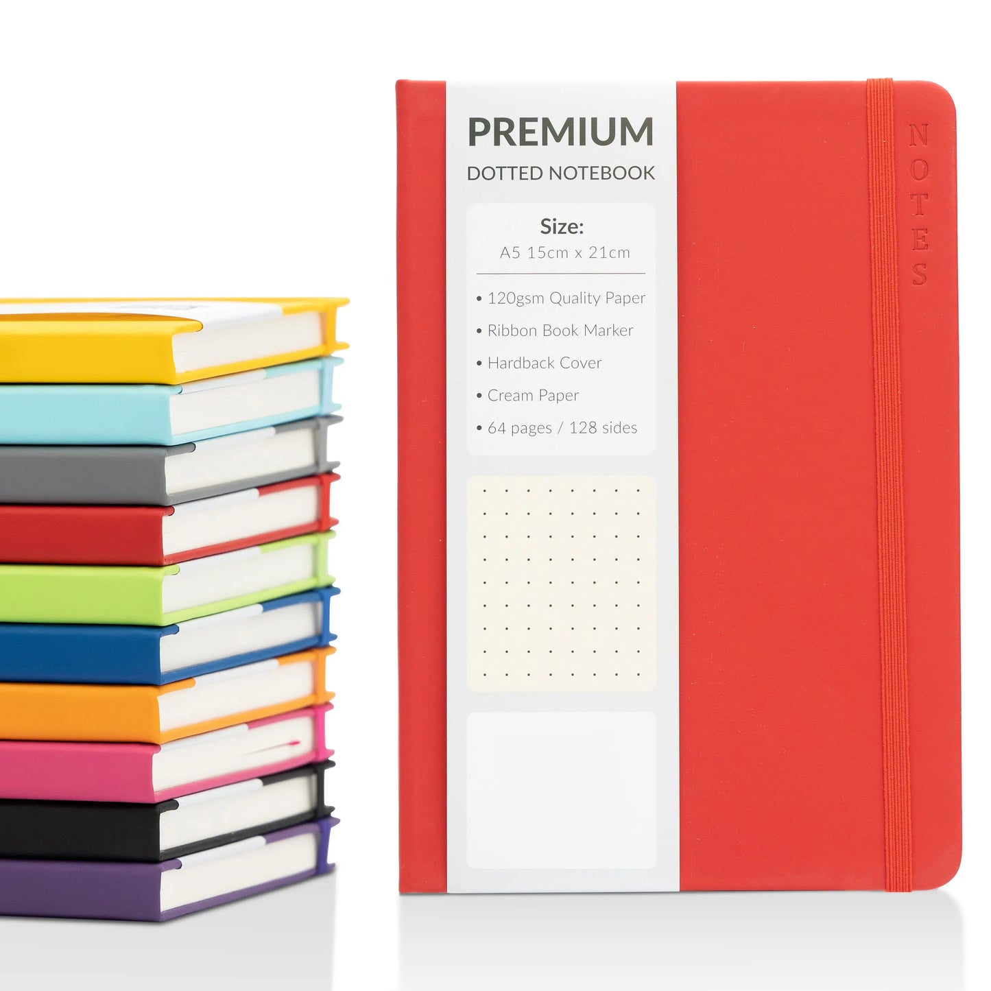 A5 Hardback Dotted Notebook Notepad Notes Diary Bullet Journal Premium Book red Keechi & co.