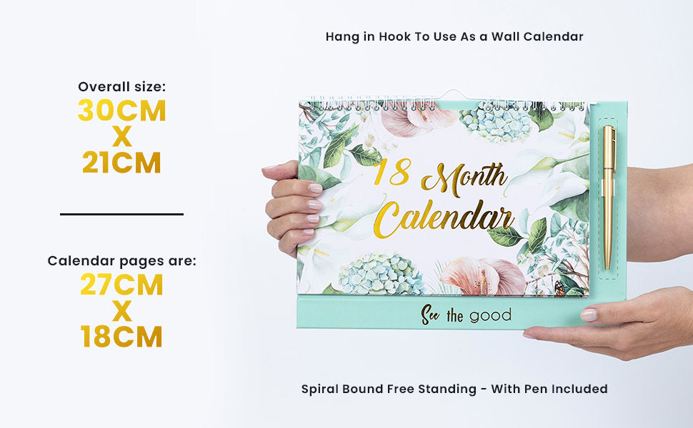 2024 2025 Month To View Stand Up Desk Top Free Standing Wall Calendar 18 Month Keechi & co.