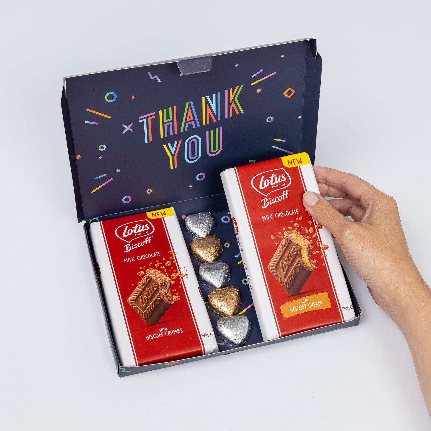 Lotus Biscoff Milk Chocolate Bars Hearts Hamper Gift Present Thank you Keechi & co.