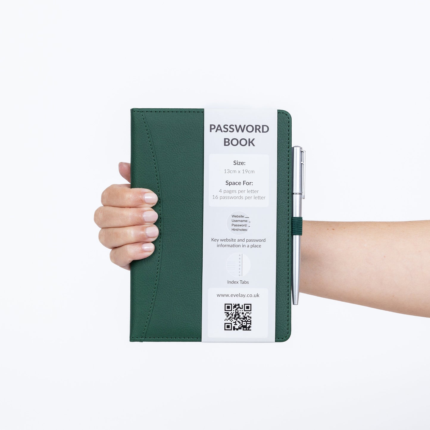 Password Username Book A-Z Index Hard Back A5 Contact Book lime bottle green grey brown With Pen Keechi & co.