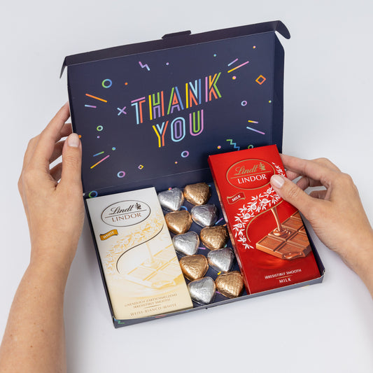 Lindt Lindor Milk White Chocolate Bars Hearts Hamper Gift Thank You Etsy