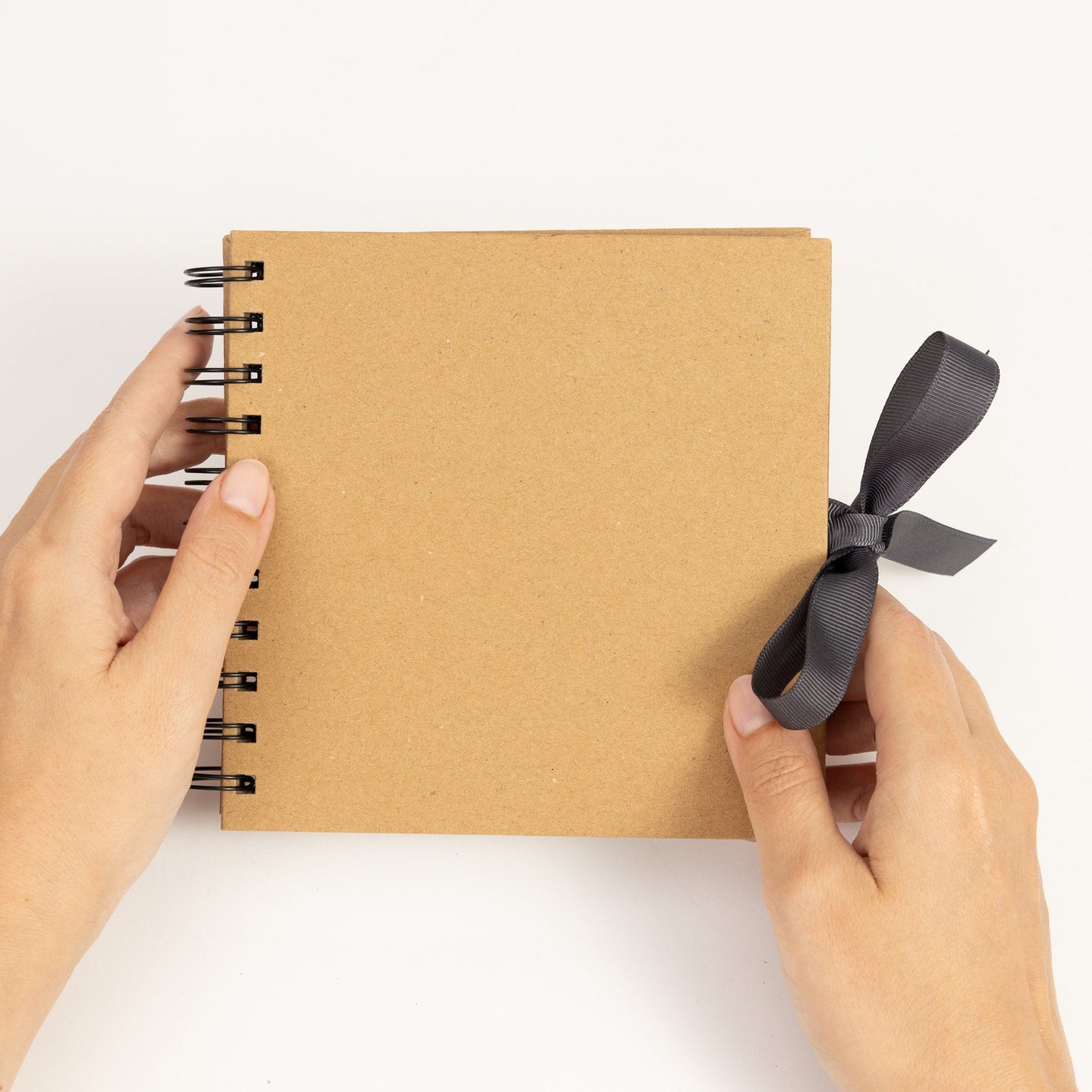 Square Scrapbook: Kraft Designs, Spiral Bound with Ribbon