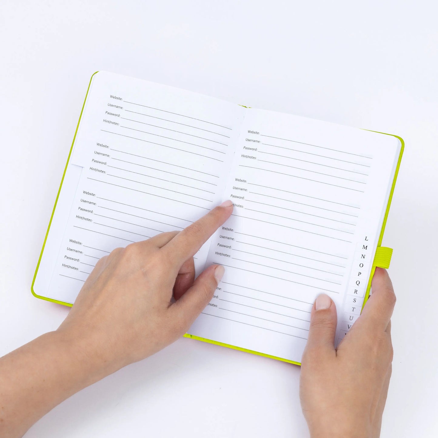 Password Username Book A to Z Index Hard Back A5 Contact Book lime bottle green grey brown With Pen Lime green Keechi & co.