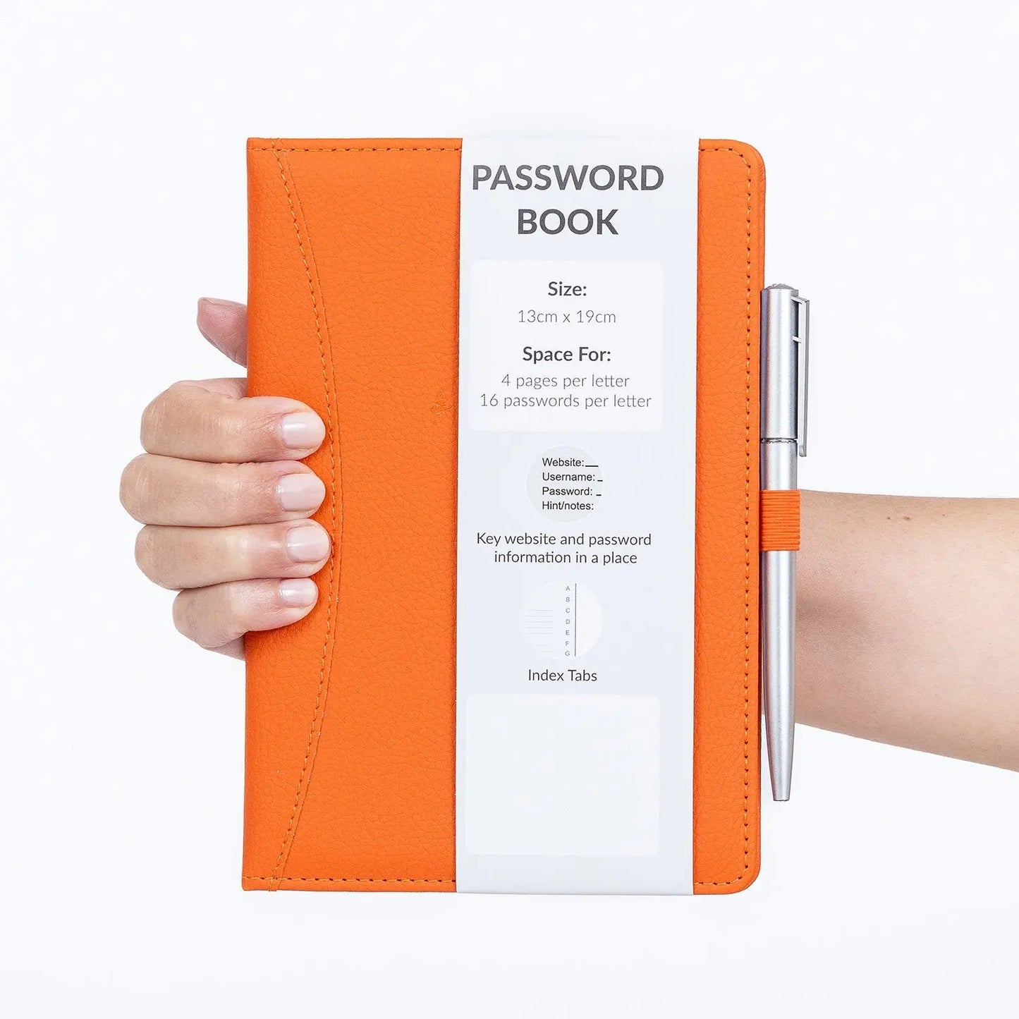 Password Username Book A-Z Index Hard Back A5 Contact Book Orange With Pen Keechi & co.