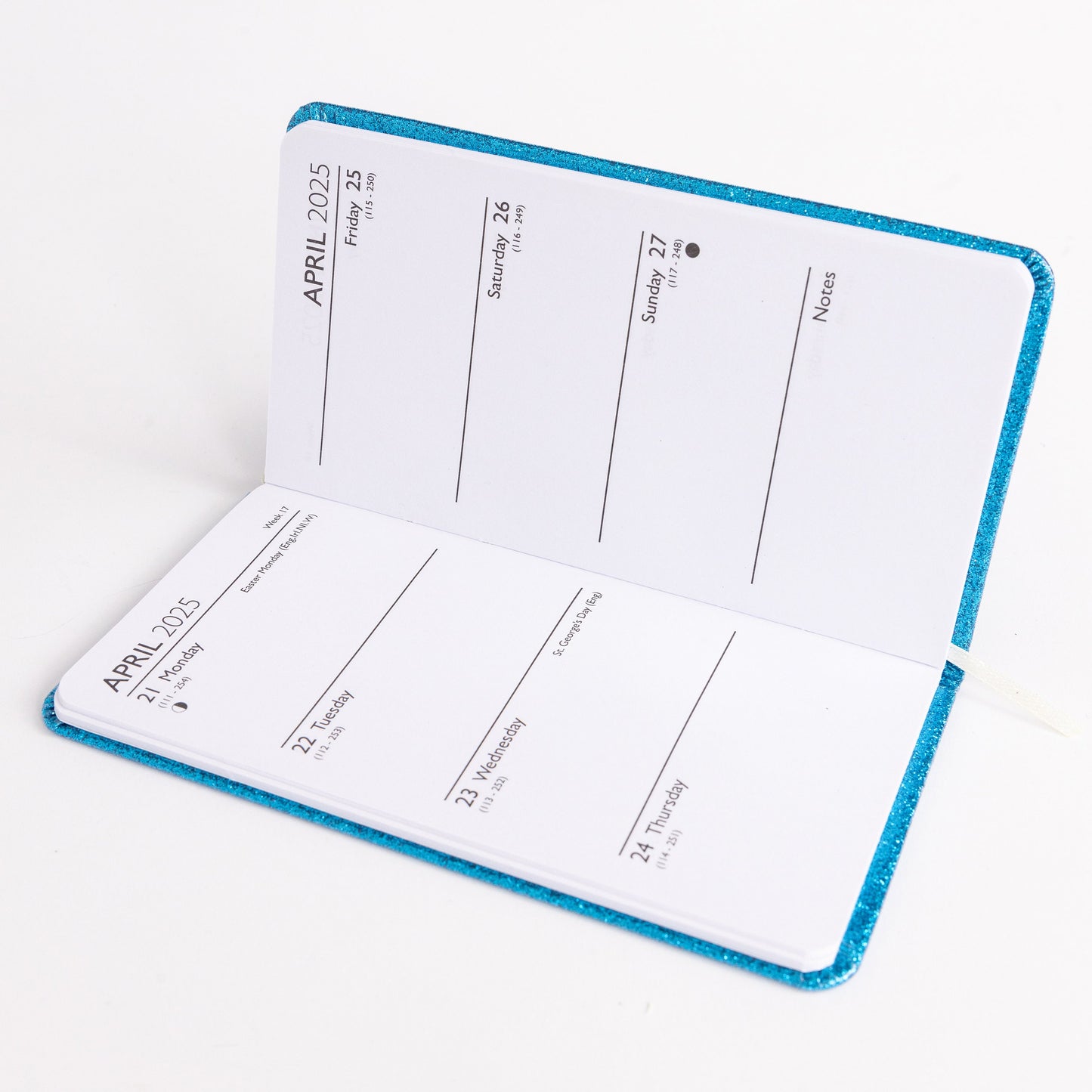 2025 Diary Slim Glitter Week to View Diaries Full Year Journal Calendar Planner Etsy