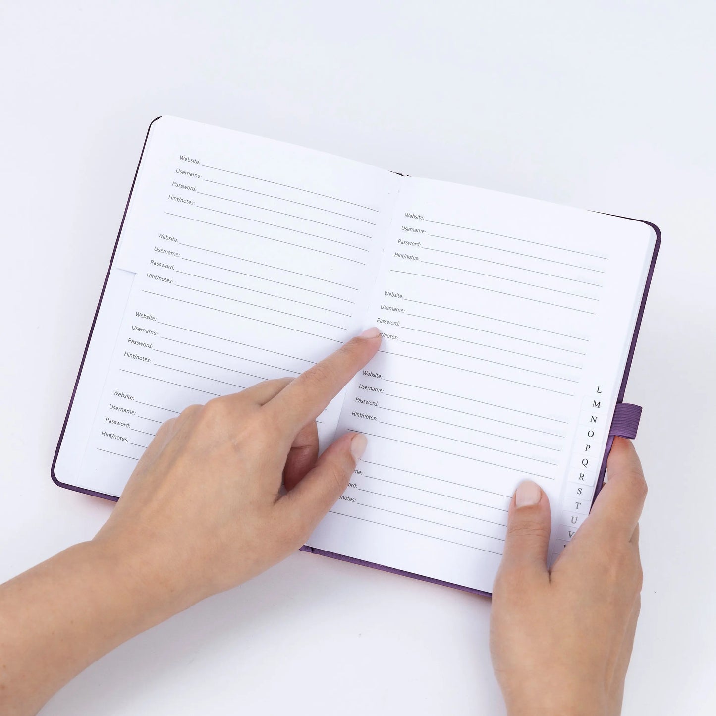 Password Username Book A-Z Index Tabs Hard Back Contact Book With Pen Purple Keechi & co.