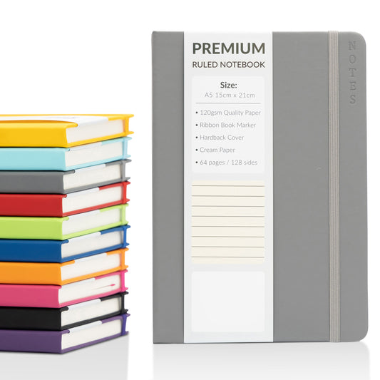 A5 Hardback Lined Notebook Ruled Notepad Notes Diary Journal Premium Book grey Etsy