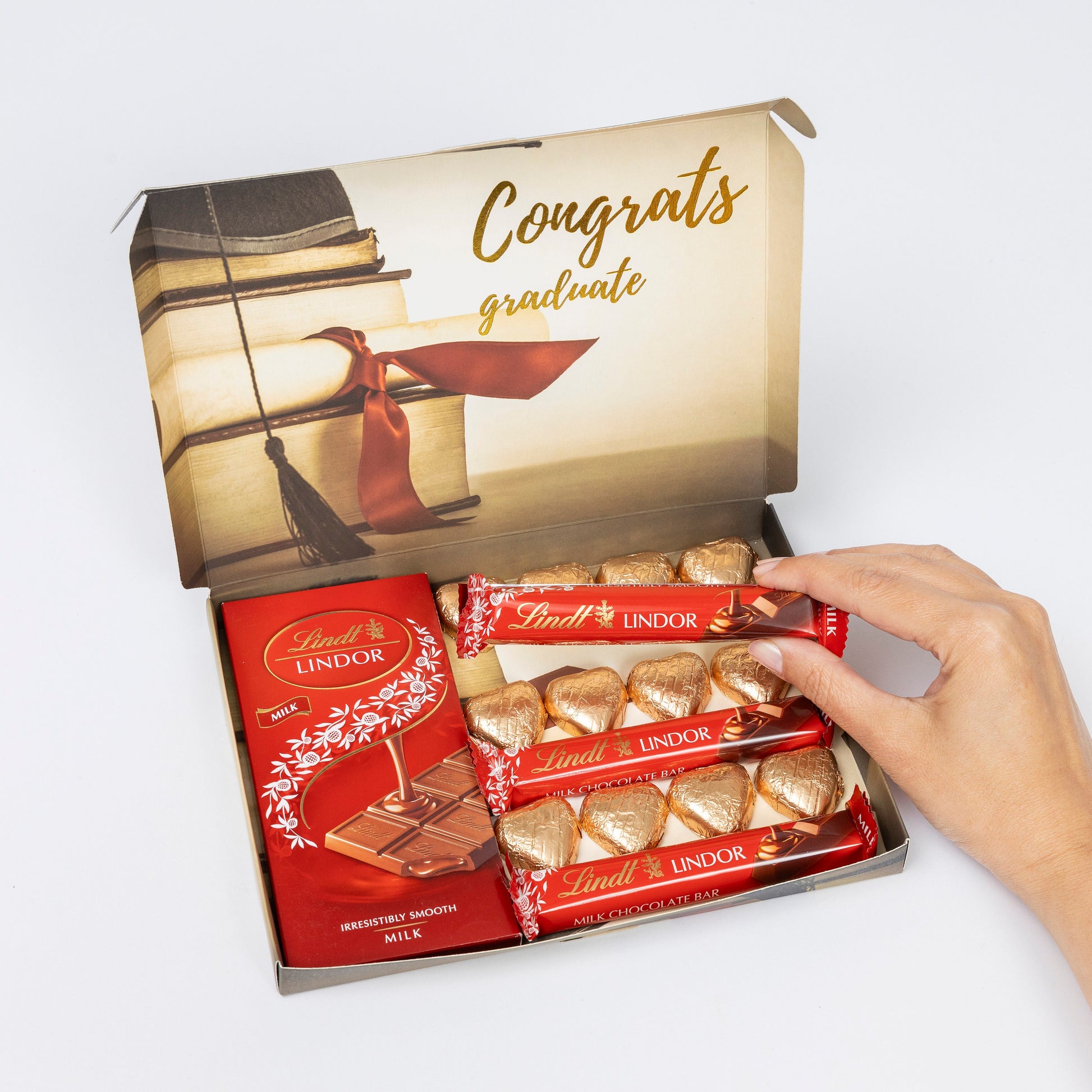 Lindt Lindor Milk Chocolate Bars & Hearts Gift Box Hamper Happy Graduation Etsy