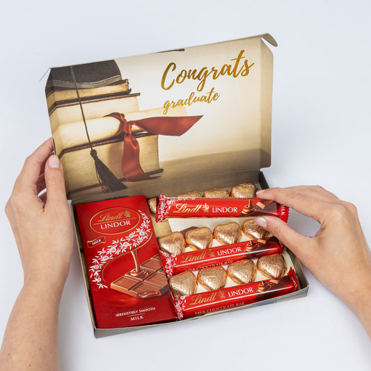 Lindt Lindor Milk Chocolate Bars & Hearts Gift Box Hamper Happy Graduation Etsy
